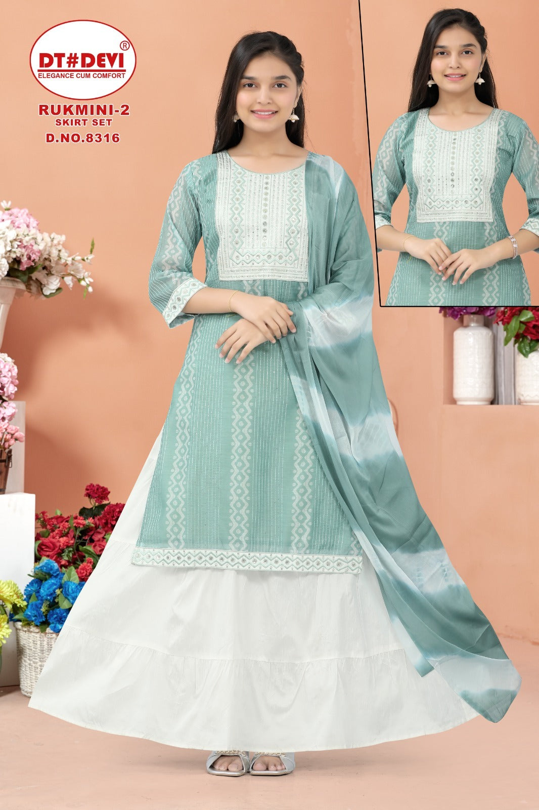 Rukmini Vol 2-8316 Dt Devi Silk Girls Readymade Skirt Style Suits