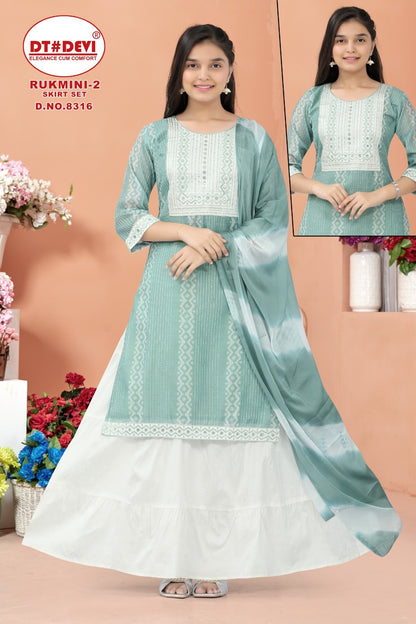 Rukmini Vol 2-8316 Dt Devi Silk Girls Readymade Skirt Style Suits