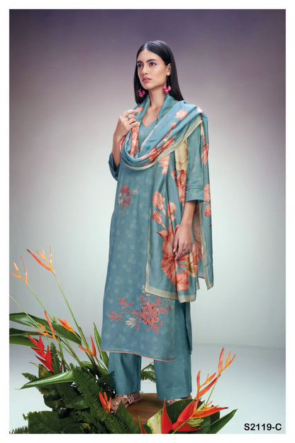 Ruwanthi 2119 Ganga Cotton Silk Plazzo Style Suits