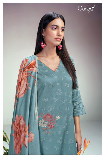 Ruwanthi 2119 Ganga Cotton Silk Plazzo Style Suits