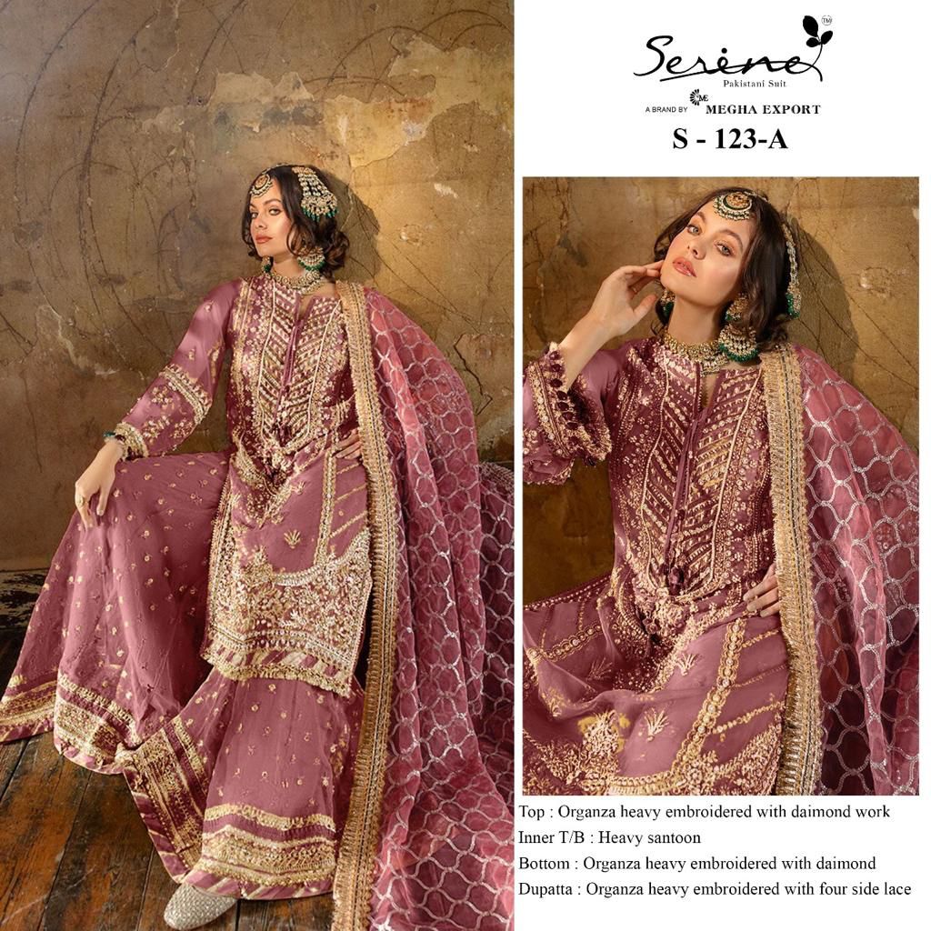 S-123 Serine Organza Pakistani Salwar Suits