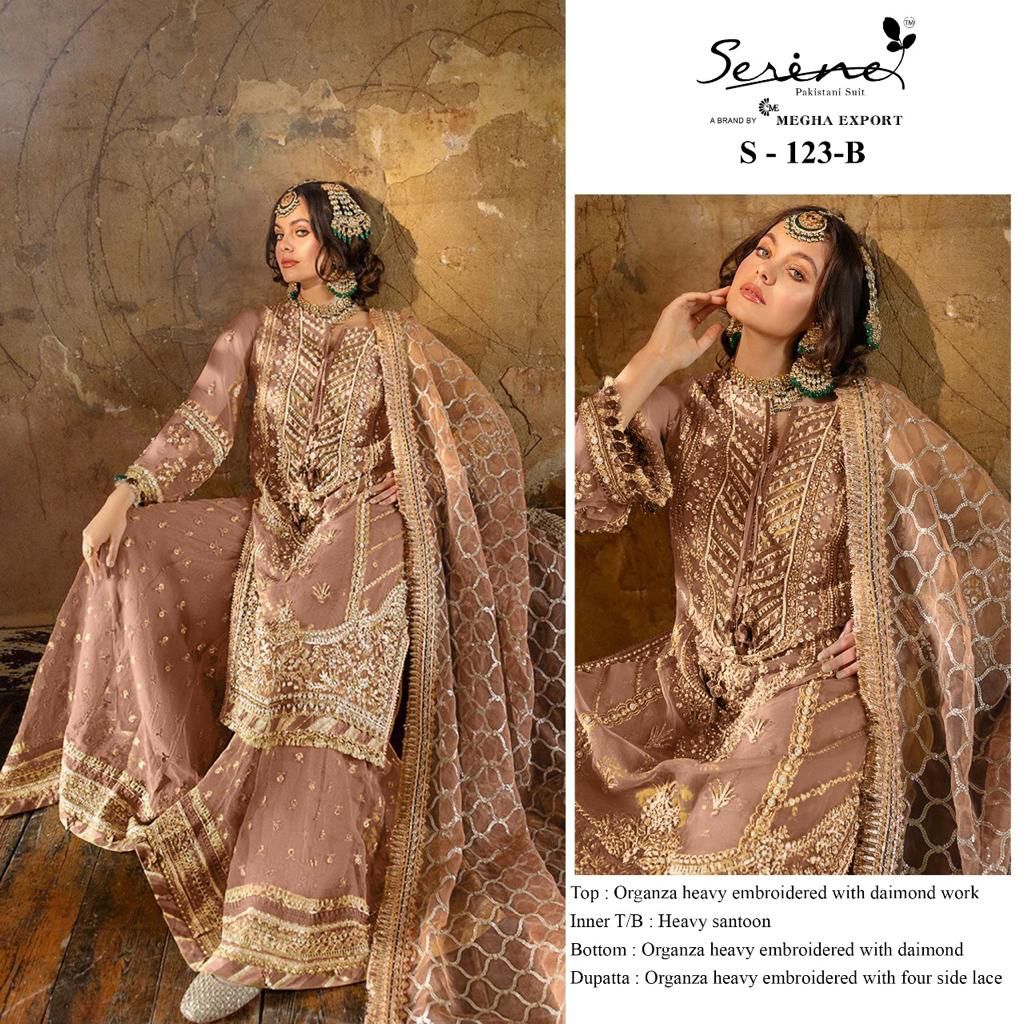 S-123 Serine Organza Pakistani Salwar Suits