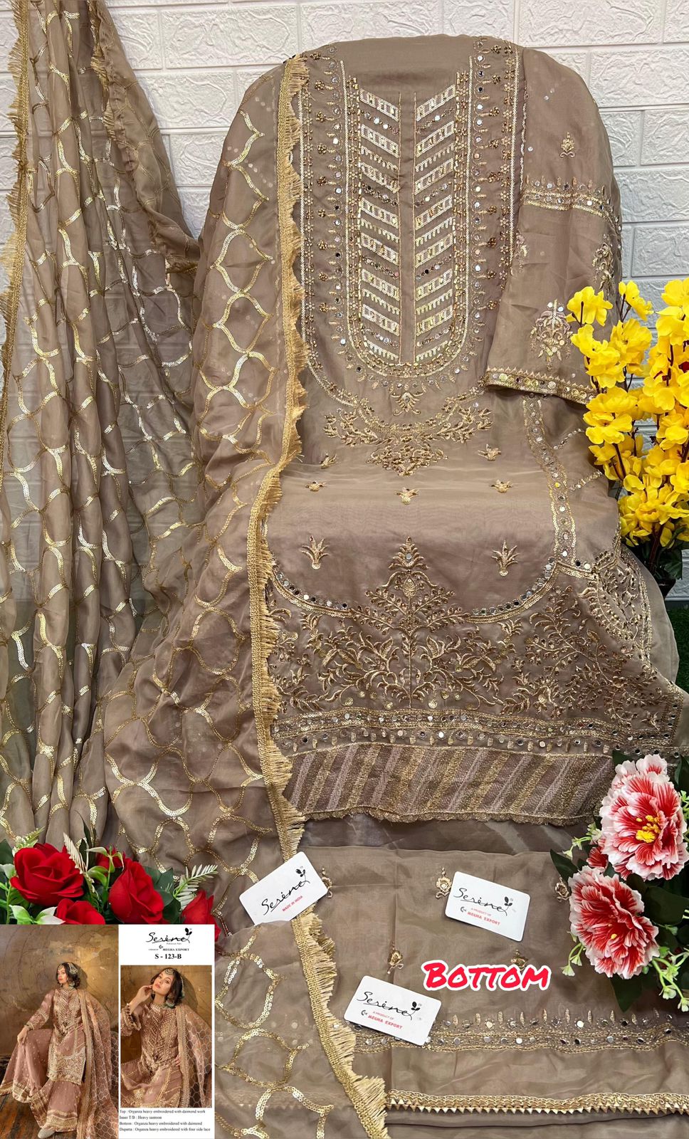 S-123 Serine Organza Pakistani Salwar Suits