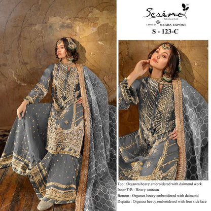 S-123 Serine Organza Pakistani Salwar Suits