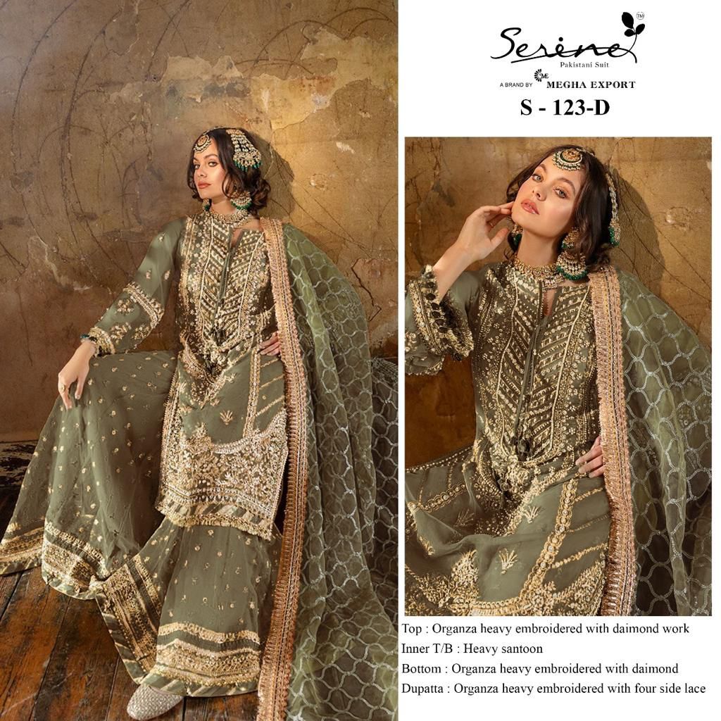 S-123 Serine Organza Pakistani Salwar Suits