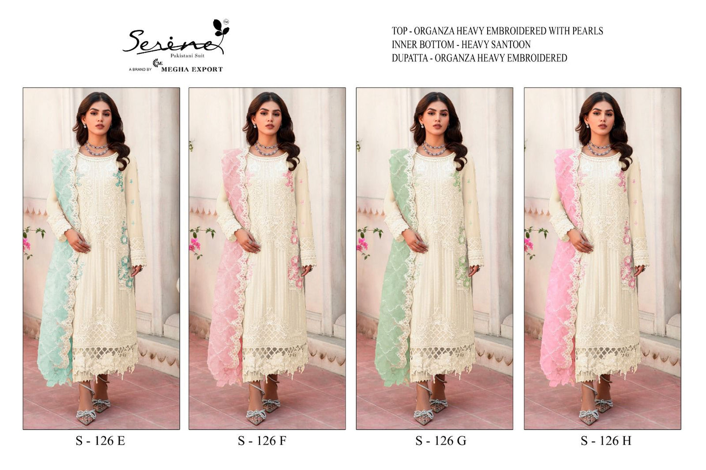 S-126 Serine Organza Pakistani Salwar Suits