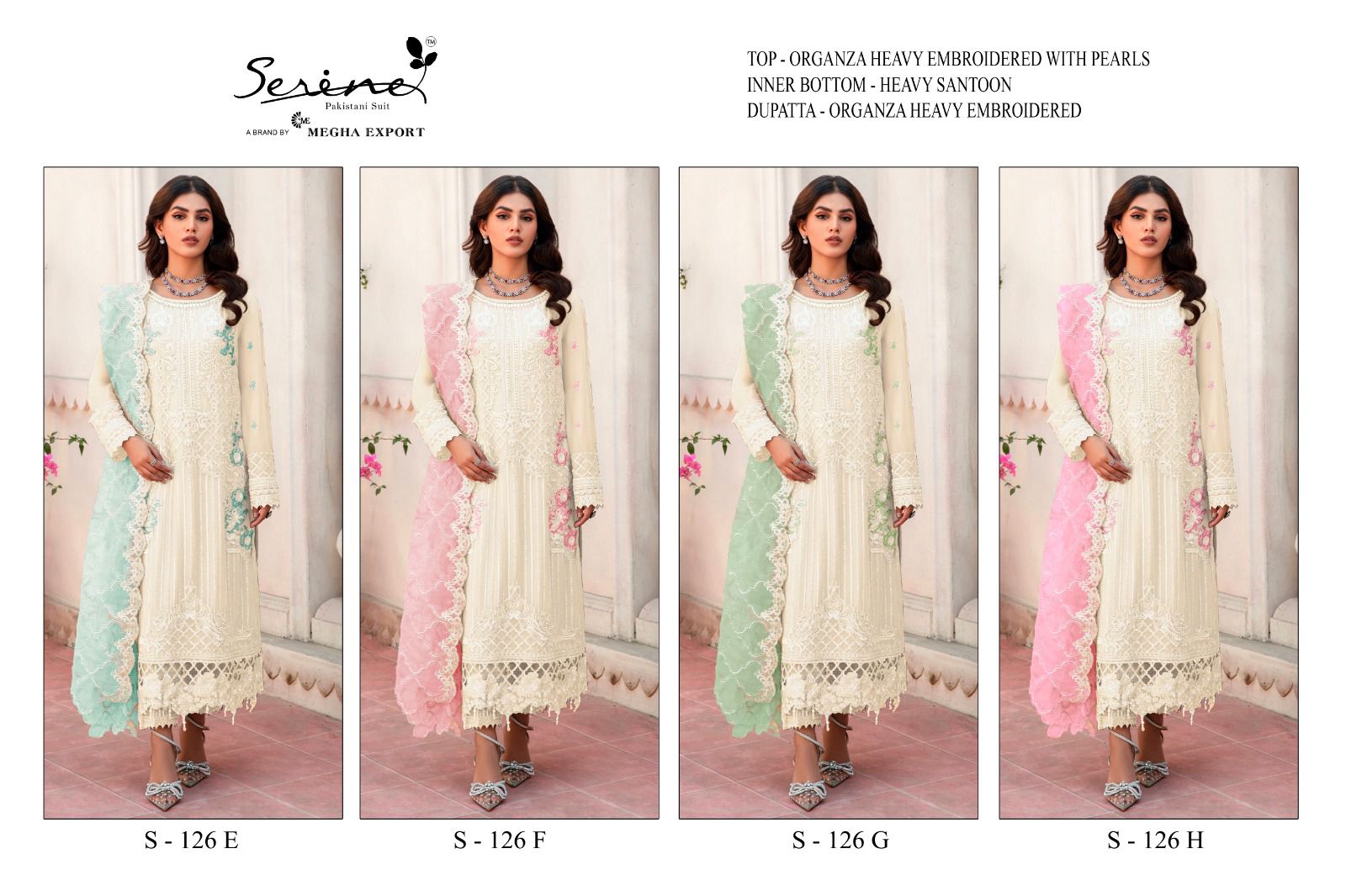S-126 Serine Organza Pakistani Salwar Suits