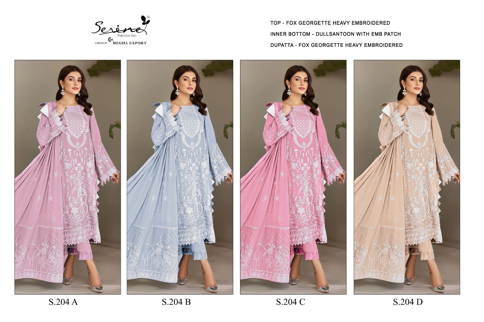 S-204 Serine Georgette Pakistani Salwar Suits
