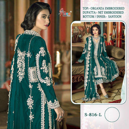 S-816 Dark Shree Fabs Organza Pakistani Salwar Suits