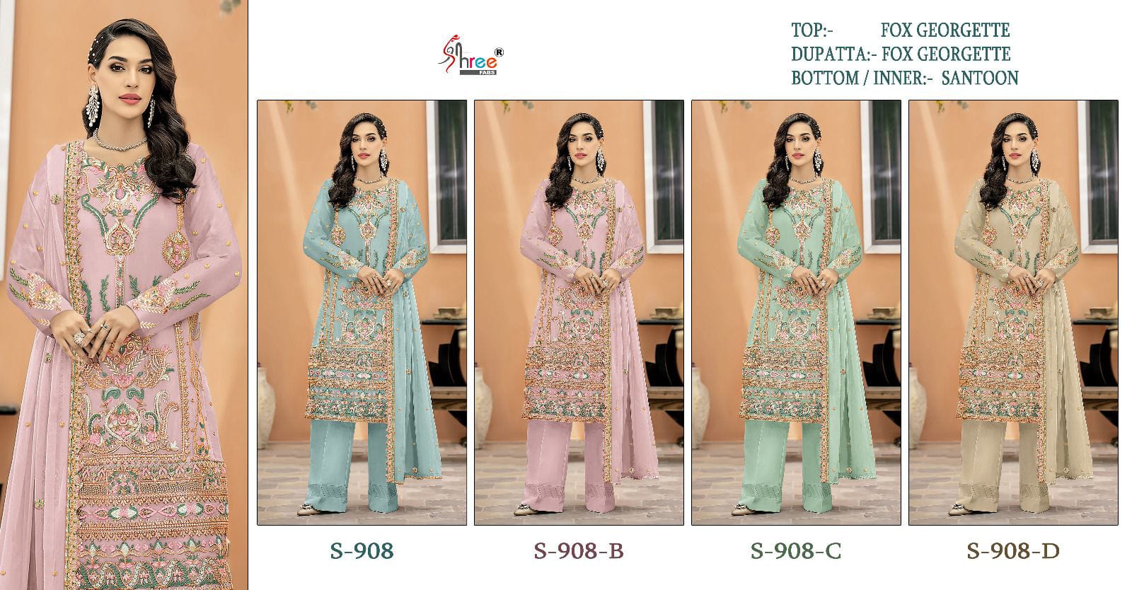 S-908 Shree Fabs Georgette Pakistani Salwar Suits