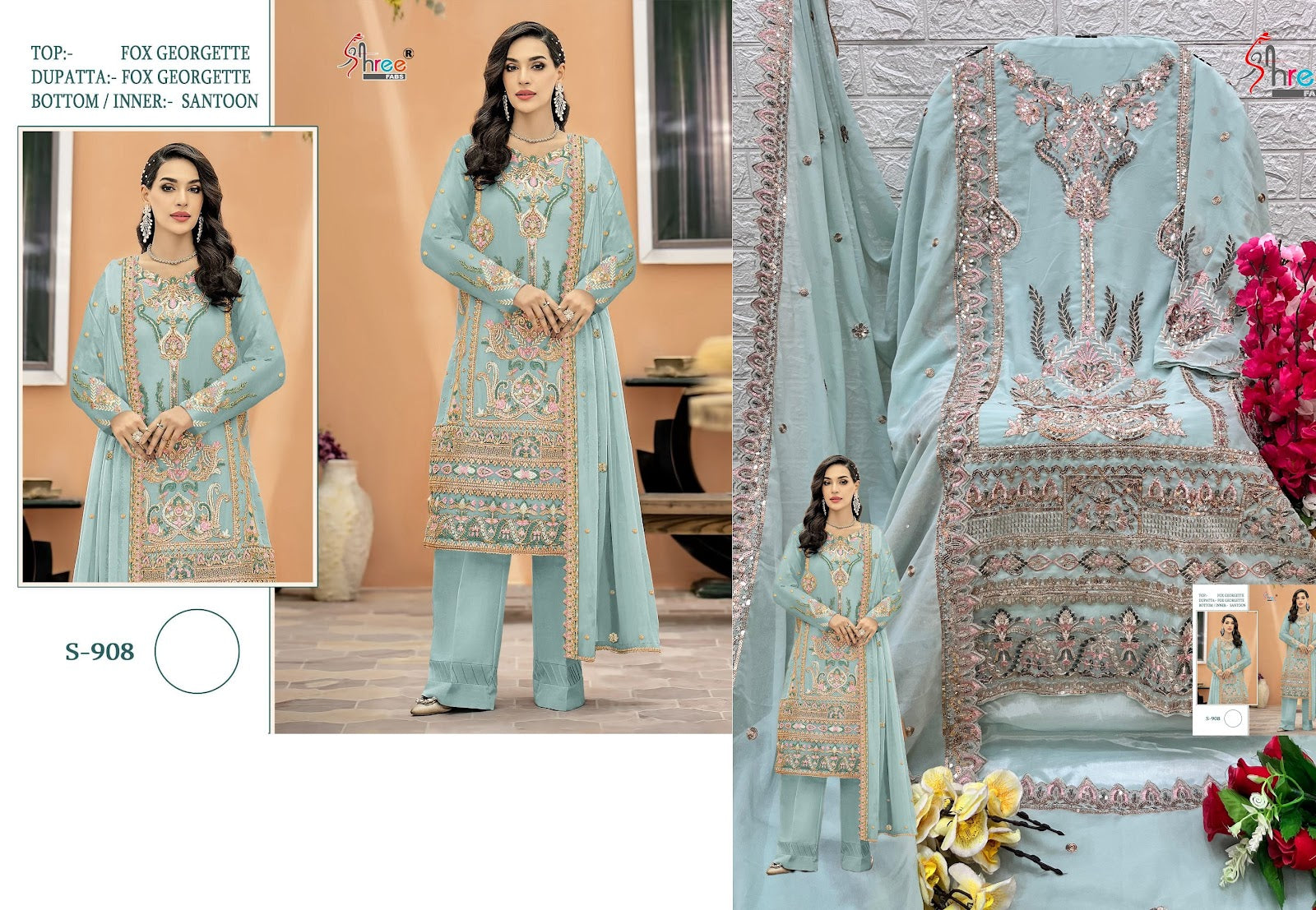 S-908 Shree Fabs Georgette Pakistani Salwar Suits