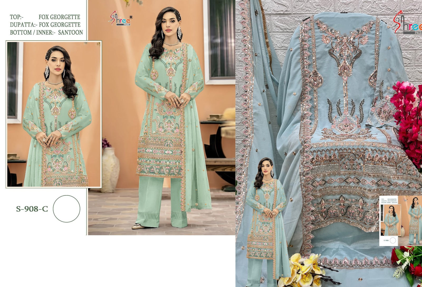 S-908 Shree Fabs Georgette Pakistani Salwar Suits