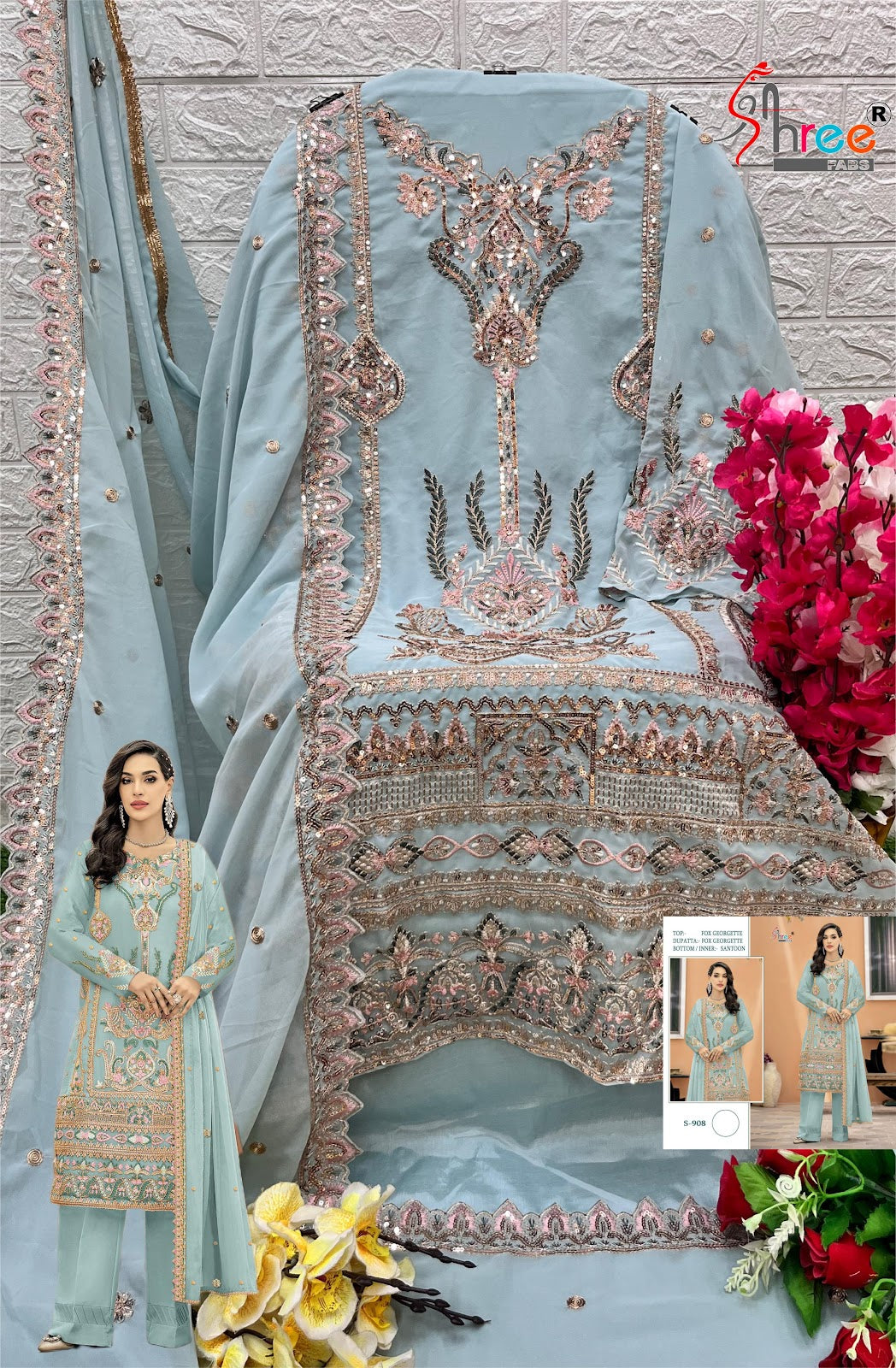 S-908 Shree Fabs Georgette Pakistani Salwar Suits