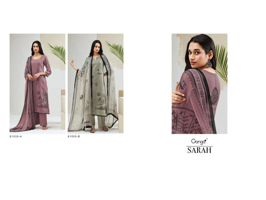 S1535-Ab Sarah Ganga Silk Jacquard Plazzo Style Suits