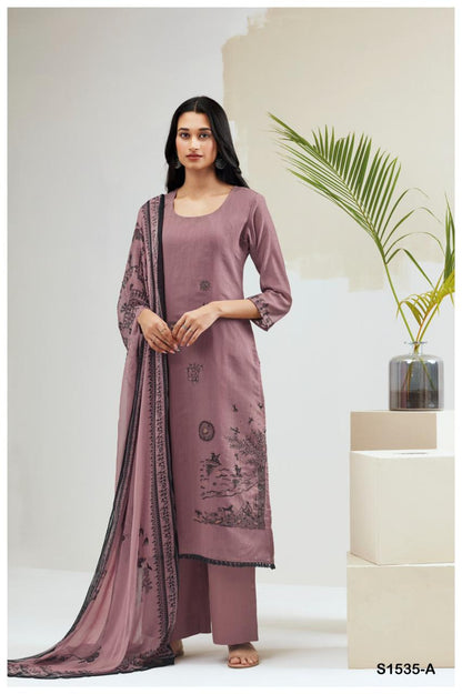 S1535-Ab Sarah Ganga Silk Jacquard Plazzo Style Suits