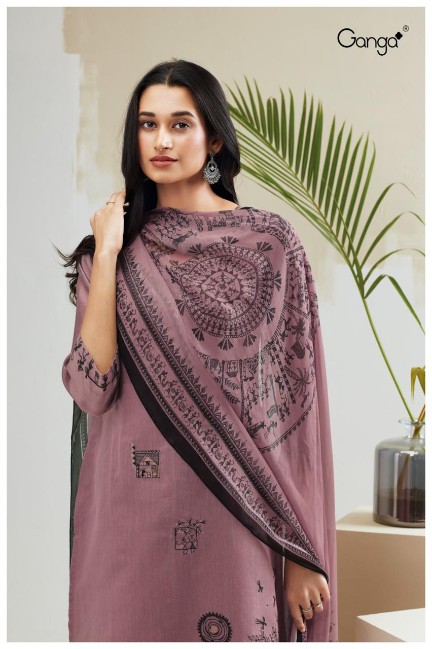 S1535-Ab Sarah Ganga Silk Jacquard Plazzo Style Suits