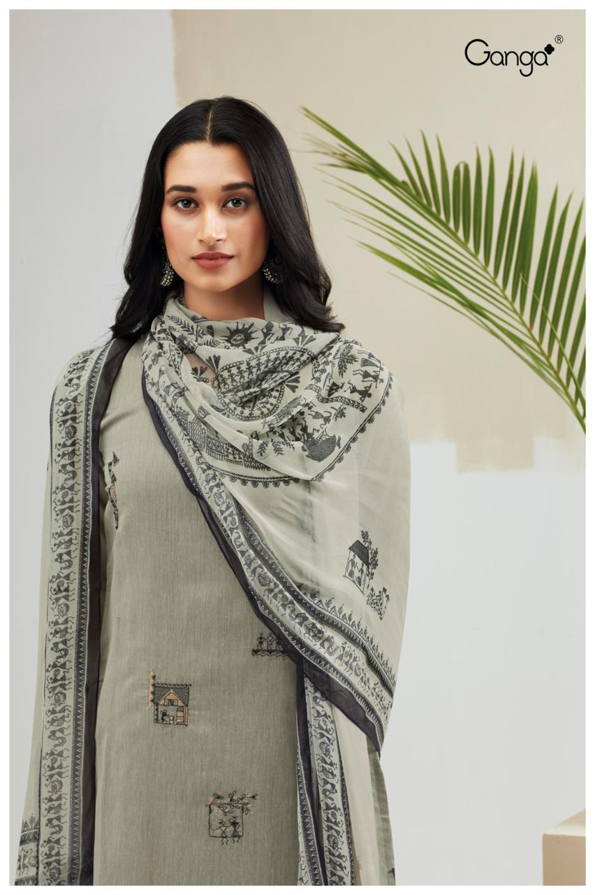 S1535-Ab Sarah Ganga Silk Jacquard Plazzo Style Suits