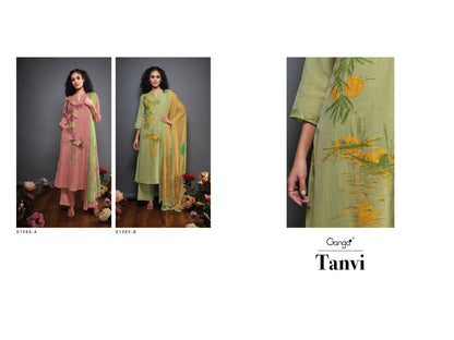 S1565-Ab Tanvi Ganga Jacquard Plazzo Style Suits