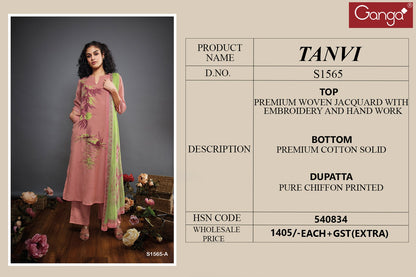 S1565-Ab Tanvi Ganga Jacquard Plazzo Style Suits