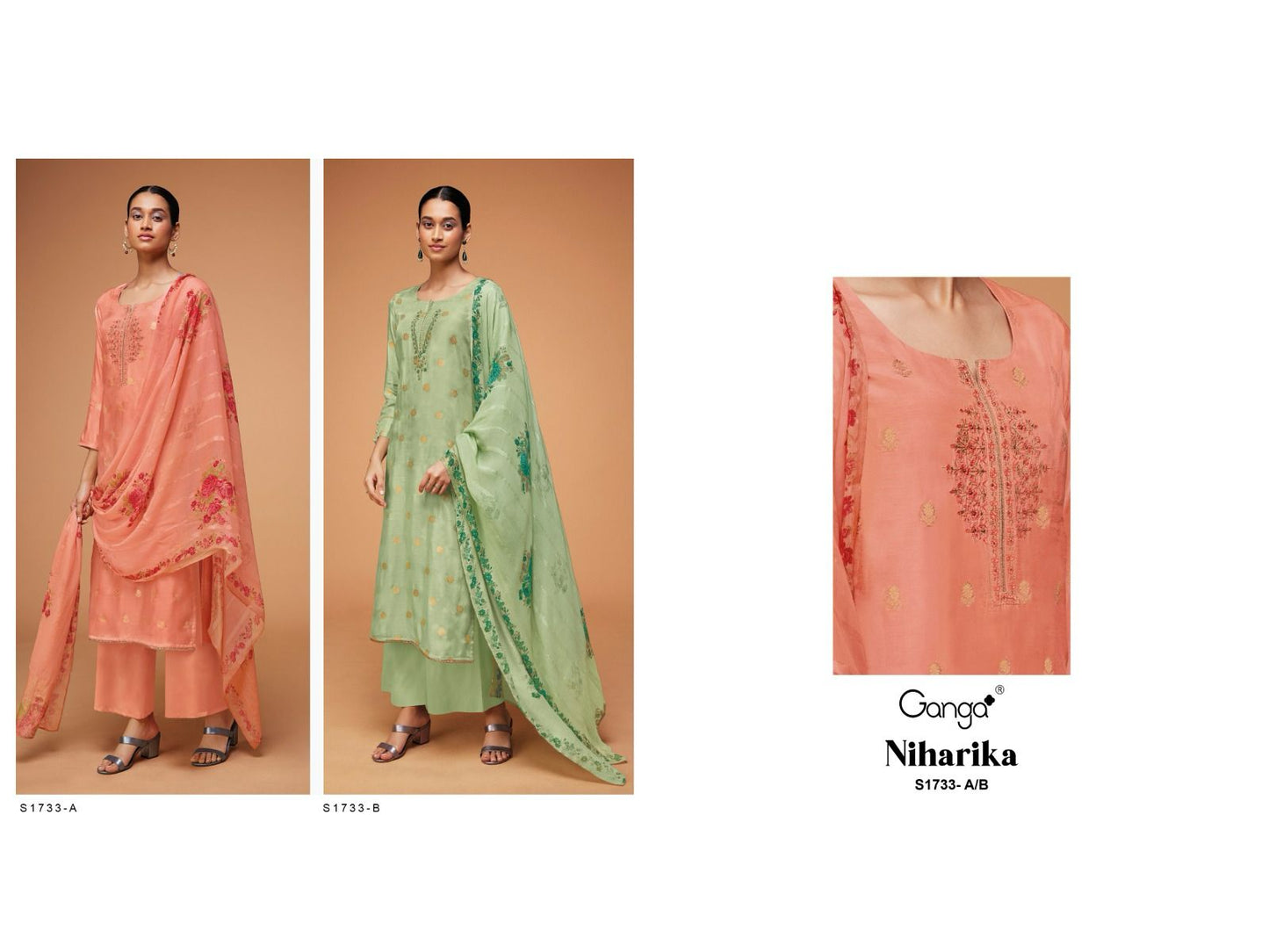 S1733-Ab Niharika Ganga Silk Plazzo Style Suits