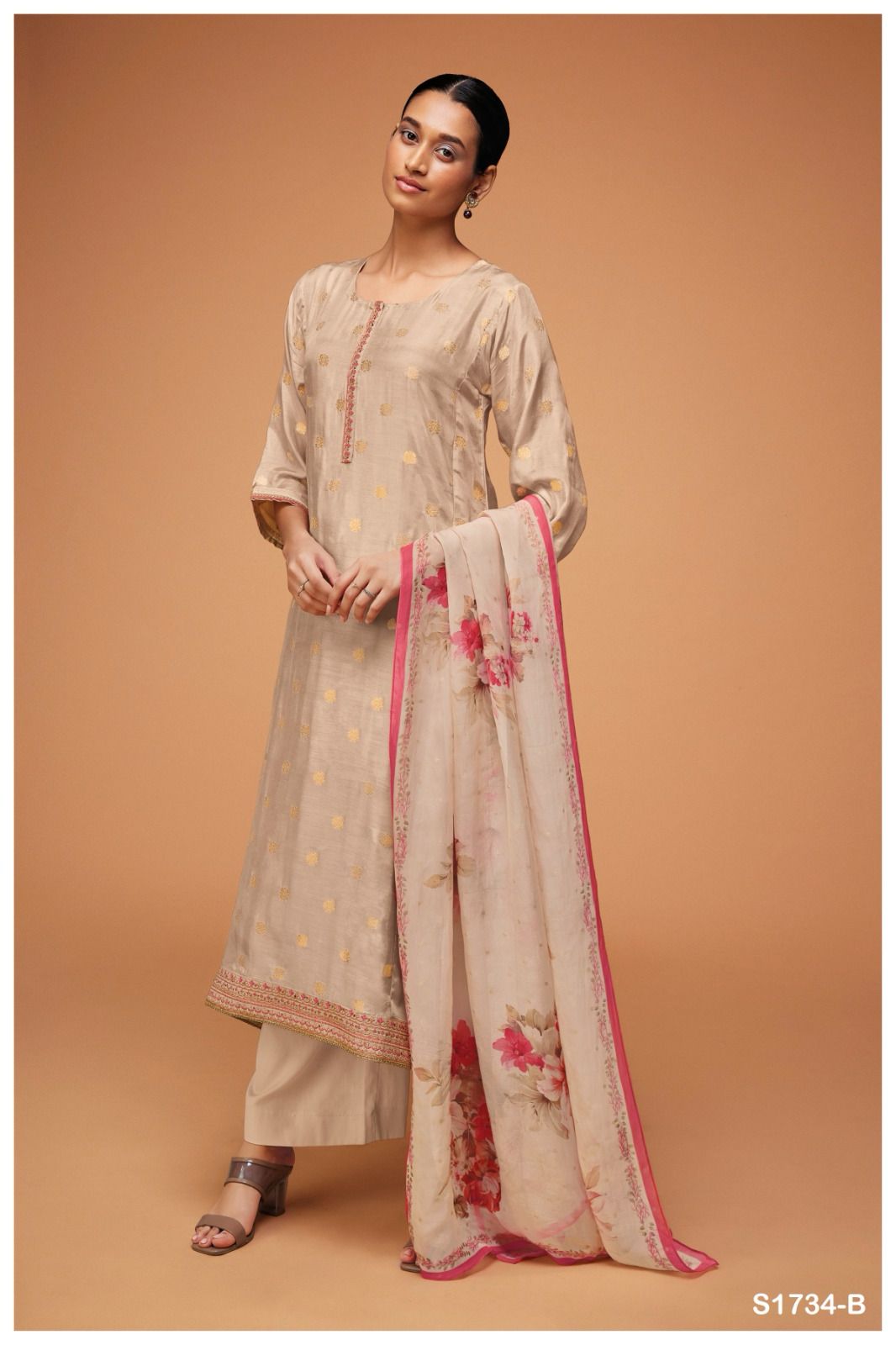 S1734-Ab Omisha Ganga Silk Plazzo Style Suits