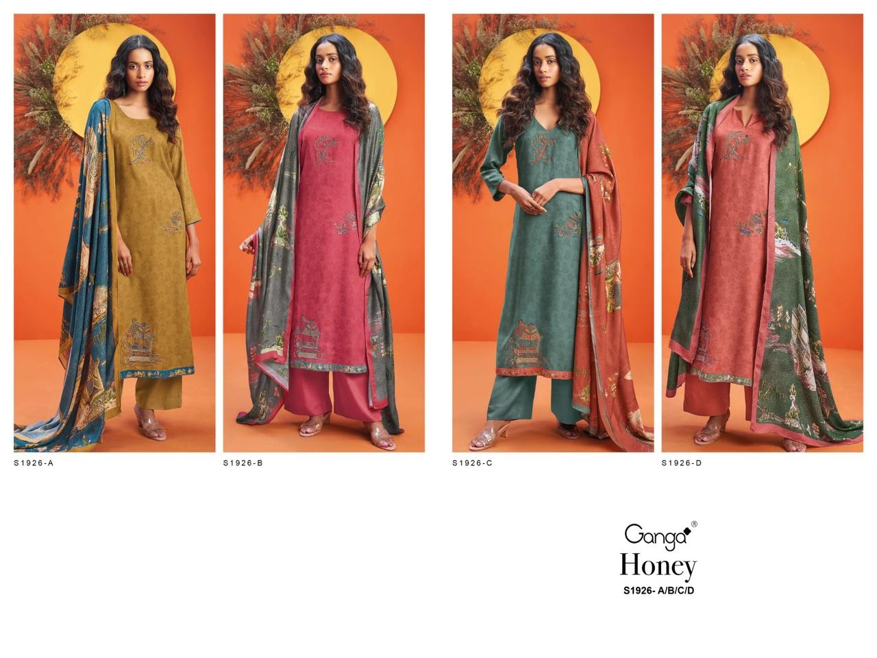S1926-Abcd Honey Ganga Pashmina Suits