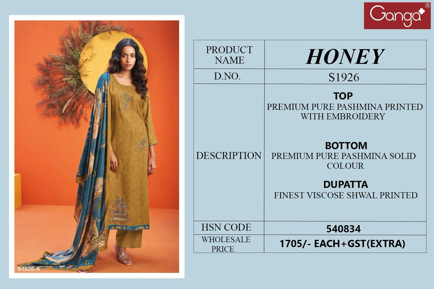 S1926-Abcd Honey Ganga Pashmina Suits