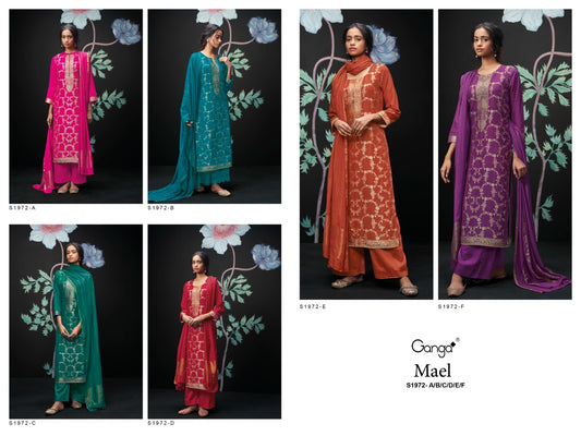 S1972-Abcdef Mael Ganga Viscose Jacquard Plazzo Style Suits