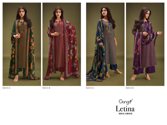 S2012-Abcd Letina Ganga Pashmina Plazzo Style Suits