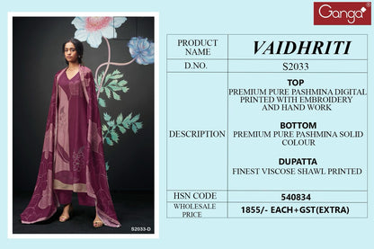 S2033-Abcd Vaidhriti Ganga Pashmina Suits