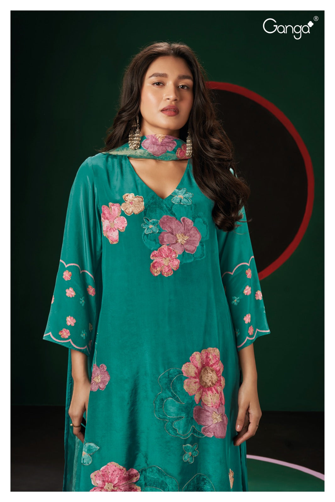S2034-Delta Ganga Silk Crepe Plazzo Style Suits