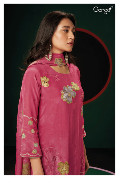 S2034-Delta Ganga Silk Crepe Plazzo Style Suits