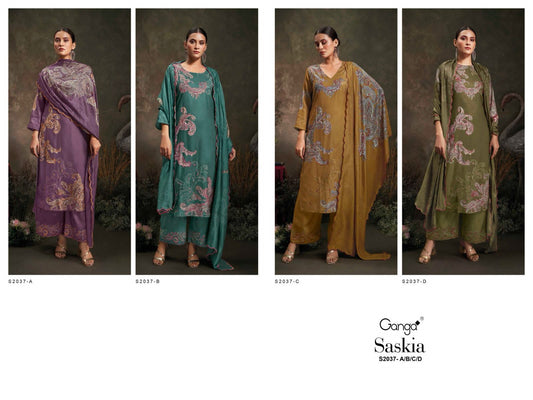 S2037-Abcd Saskia Ganga Wool Pashmina Suits
