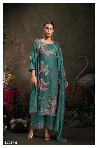 S2037-Abcd Saskia Ganga Wool Pashmina Suits