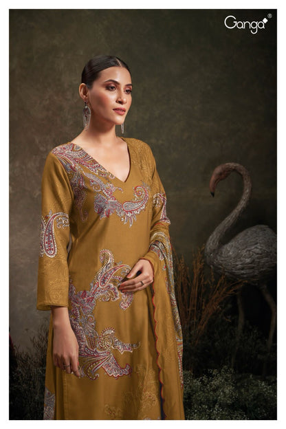 S2037-Abcd Saskia Ganga Wool Pashmina Suits