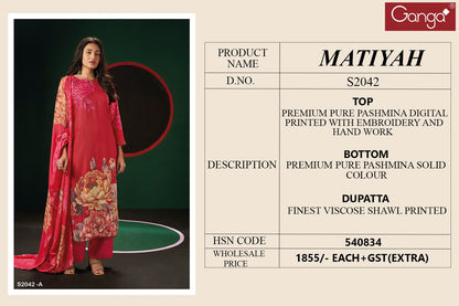 S2042-Abcd Matiyah Ganga Pashmina Suits