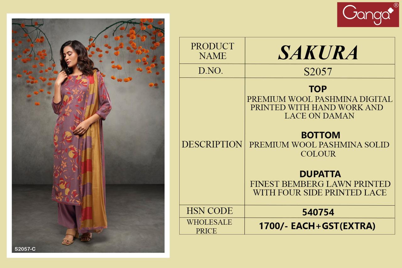 S2057-Abcd Sakura Ganga Pashmina Suits