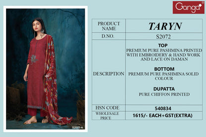 S2072-Abcd Taryn Ganga Pashmina Suits
