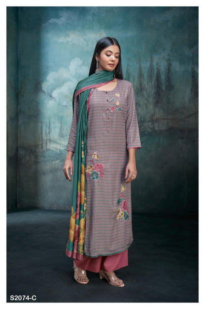 S2074-Abcd Lyrica Ganga Pashmina Suits