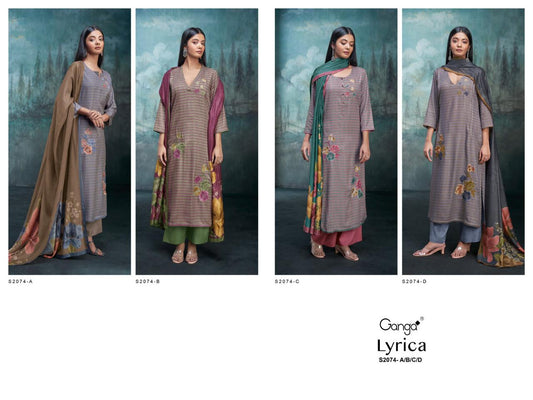 S2074-Abcd Lyrica Ganga Pashmina Suits