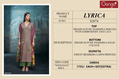 S2074-Abcd Lyrica Ganga Pashmina Suits