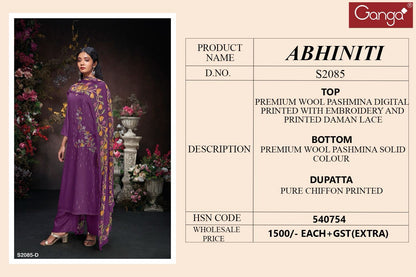 S2085-Abcd Abhiniti Ganga Pashmina Suits
