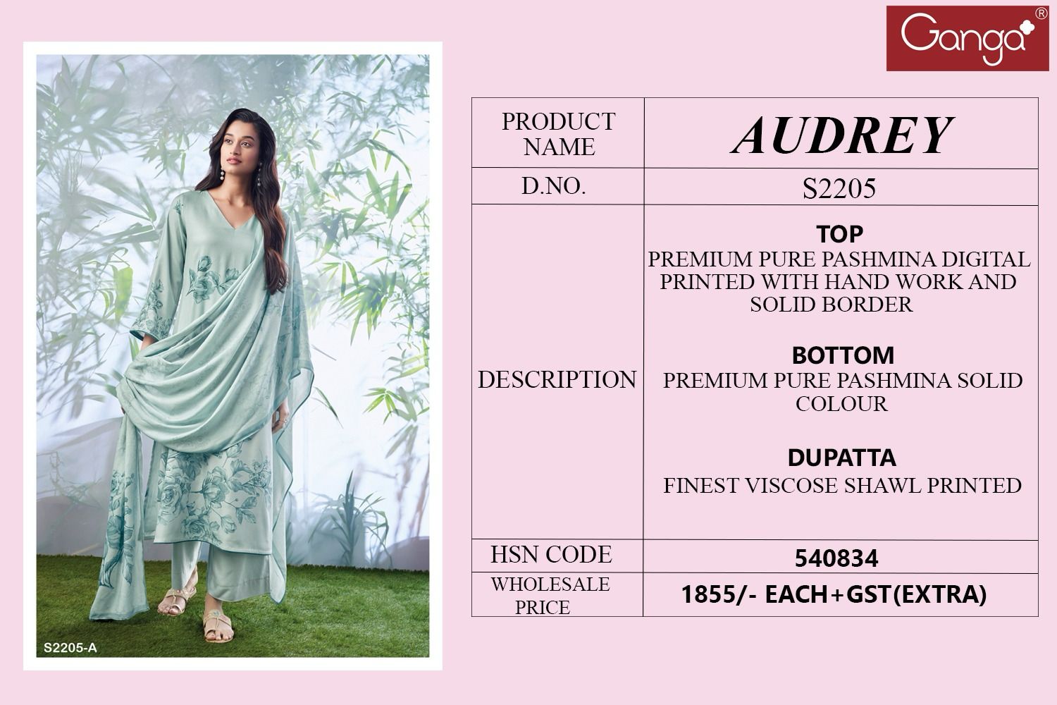 S2205-Abcd Audrey Ganga Pashmina Suits