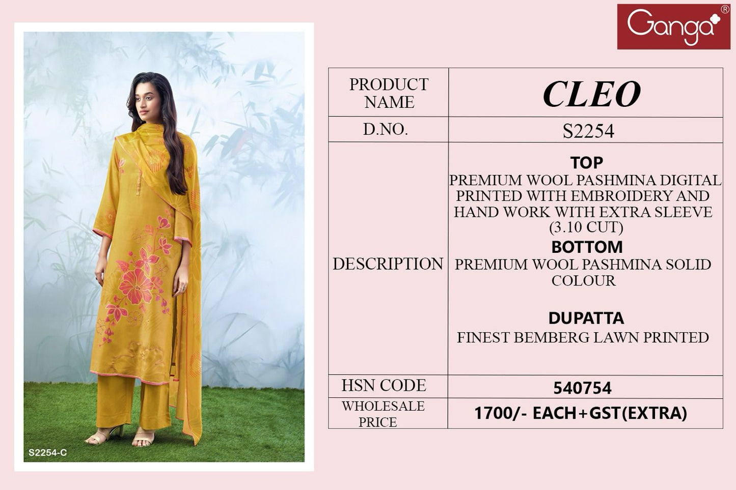 2254 Cleo Ganga Wool Pashmina Suits