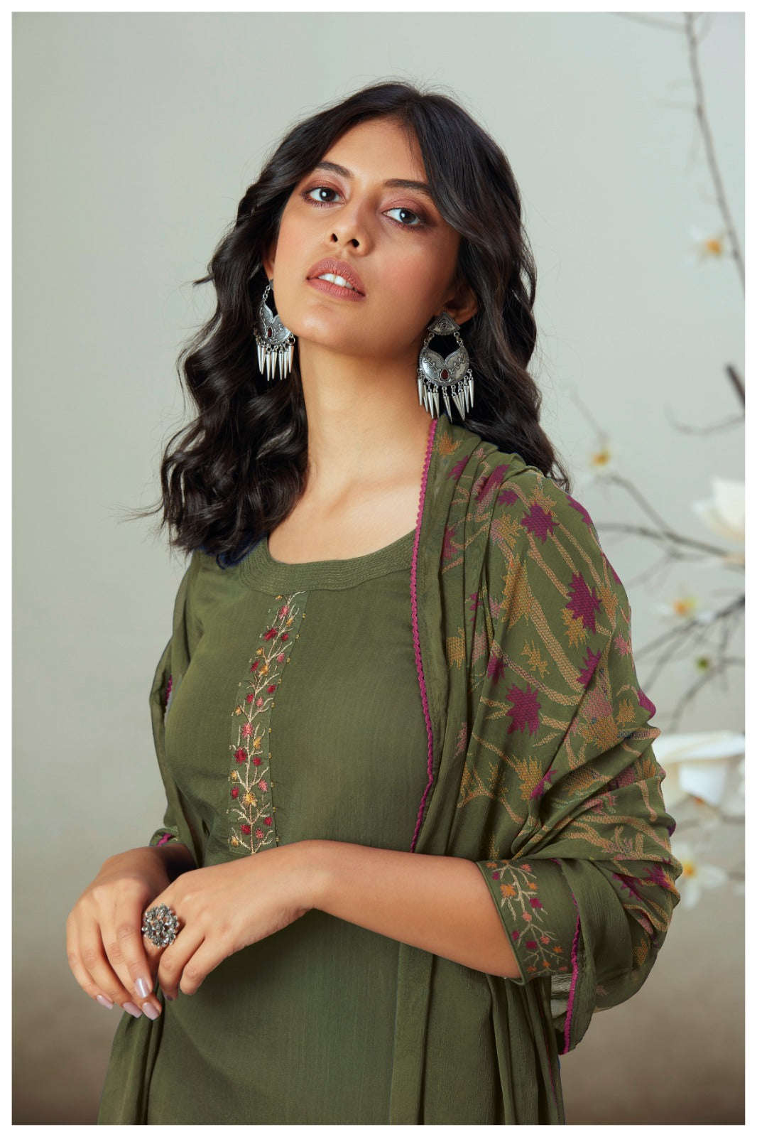 S834-Afghij Alva Ganga Silk Plazzo Style Suits