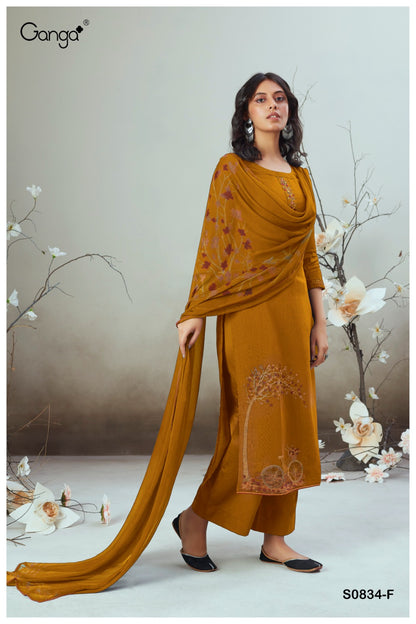 S834-Afghij Alva Ganga Silk Plazzo Style Suits