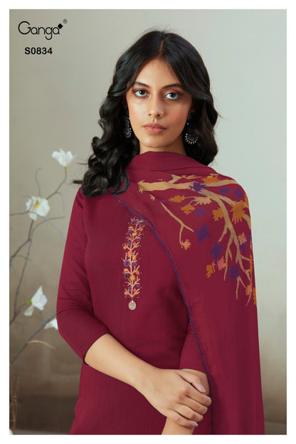 S834-Afghij Alva Ganga Silk Plazzo Style Suits