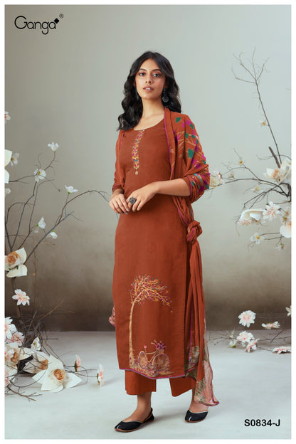 S834-Afghij Alva Ganga Silk Plazzo Style Suits