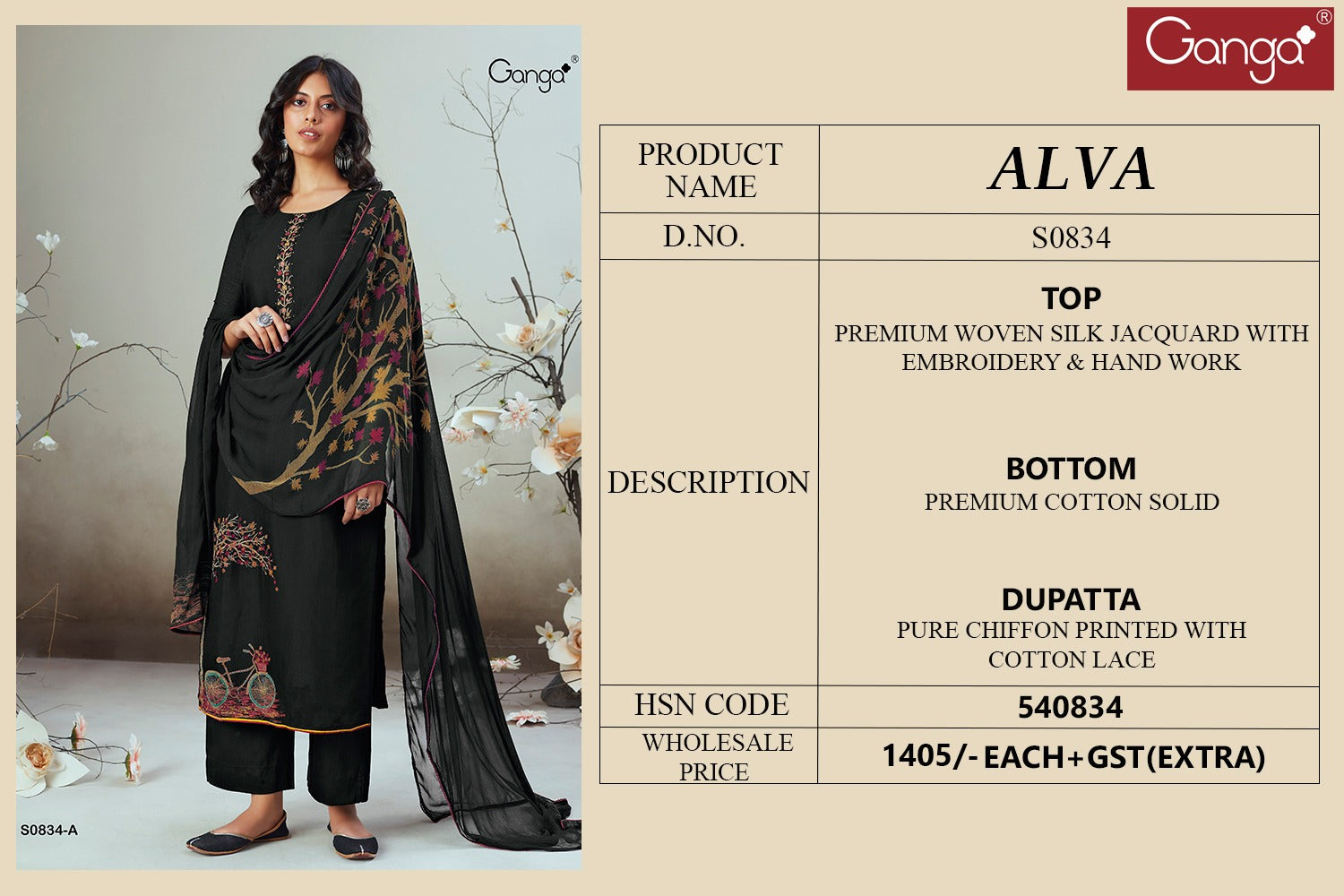 S834-Afghij Alva Ganga Silk Plazzo Style Suits