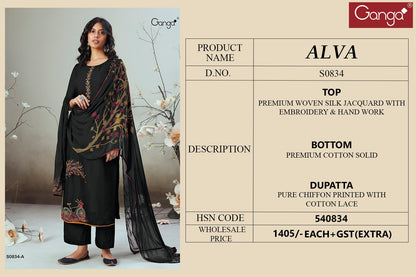 S834-Afghij Alva Ganga Silk Plazzo Style Suits